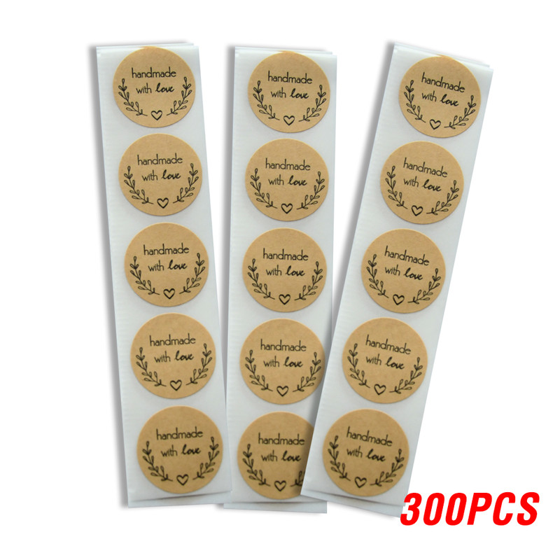 Round Natural Kraft Handmade Stickers Scrapbooking For Package Adhesive Thank You Sticker Seal Labels Stationery