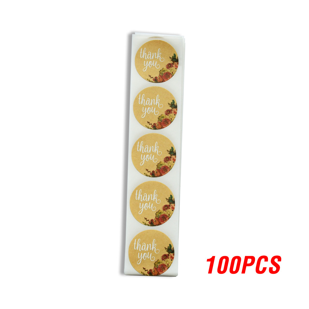 Round Natural Kraft Handmade Stickers Scrapbooking For Package Adhesive Thank You Sticker Seal Labels Stationery