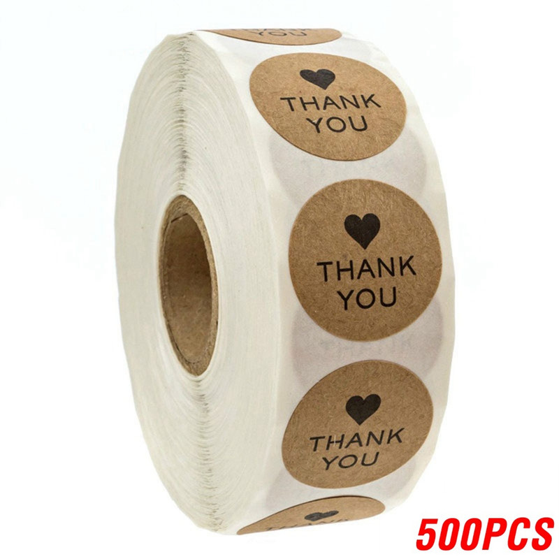 Round Natural Kraft Handmade Stickers Scrapbooking For Package Adhesive Thank You Sticker Seal Labels Stationery