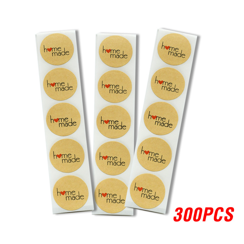 Round Natural Kraft Handmade Stickers Scrapbooking For Package Adhesive Thank You Sticker Seal Labels Stationery