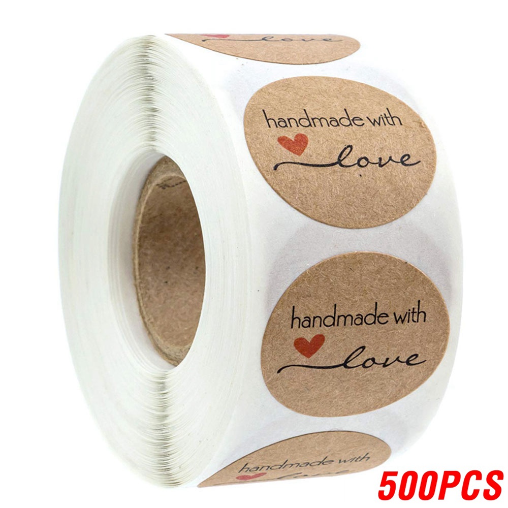 Round Natural Kraft Handmade Stickers Scrapbooking For Package Adhesive Thank You Sticker Seal Labels Stationery