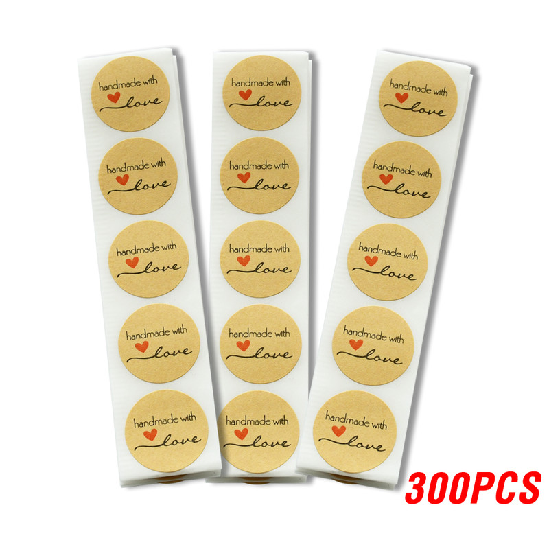 Round Natural Kraft Handmade Stickers Scrapbooking For Package Adhesive Thank You Sticker Seal Labels Stationery