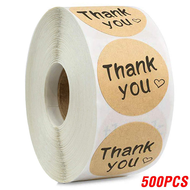Round Natural Kraft Handmade Stickers Scrapbooking For Package Adhesive Thank You Sticker Seal Labels Stationery