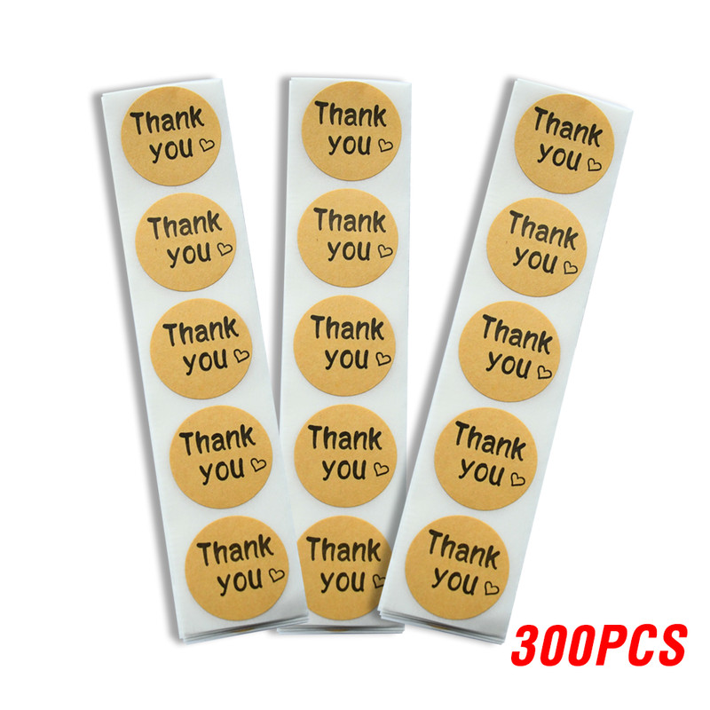 Round Natural Kraft Handmade Stickers Scrapbooking For Package Adhesive Thank You Sticker Seal Labels Stationery