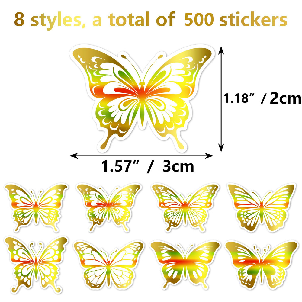 Party Gift Wrapping Label, Golden Butterfly Stickers, Stationery Stickers, Children Scrapbook