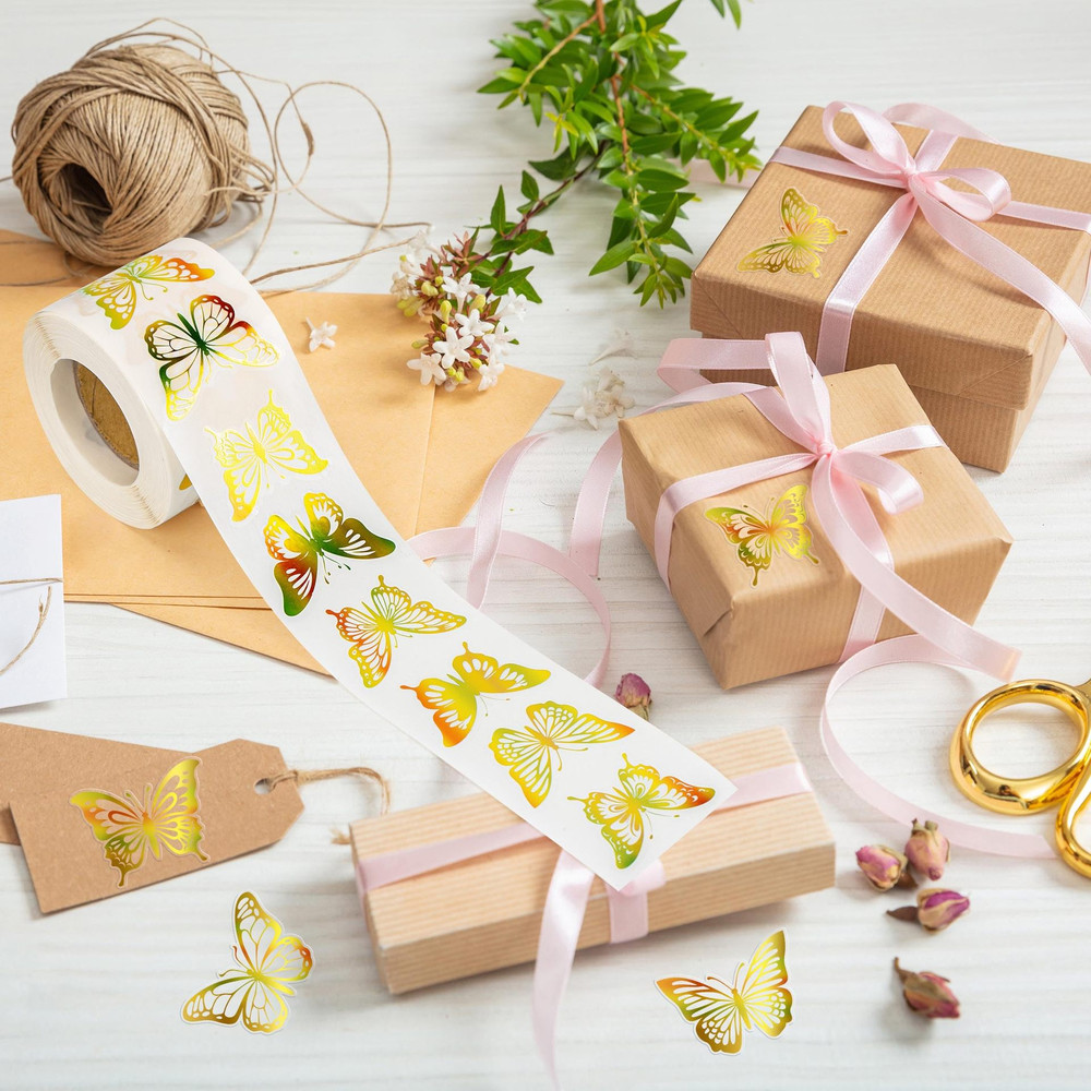 Party Gift Wrapping Label, Golden Butterfly Stickers, Stationery Stickers, Children Scrapbook
