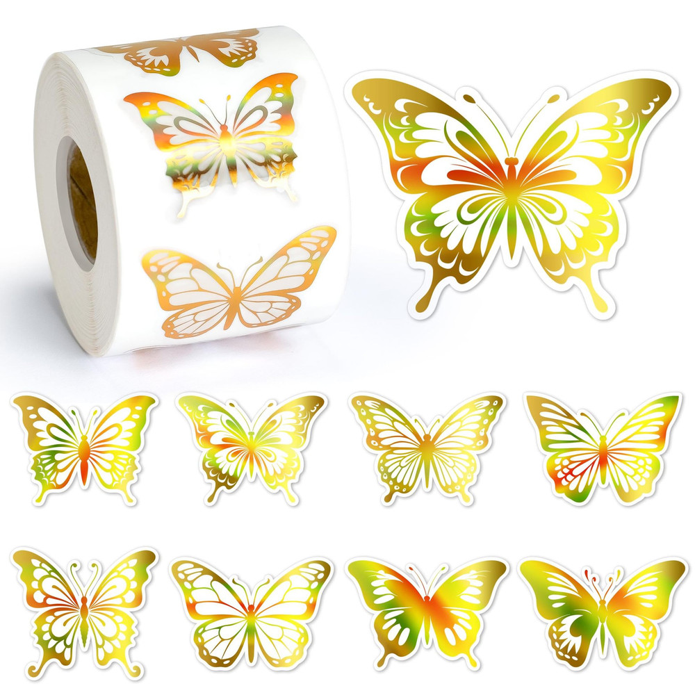 Party Gift Wrapping Label, Golden Butterfly Stickers, Stationery Stickers, Children Scrapbook