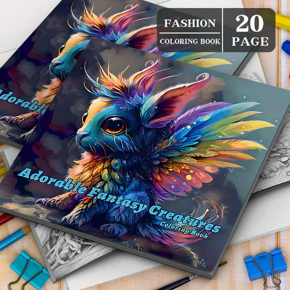 Adorable Fantasy Creatures Coloring Book for Adults, Stress Relieving Art Therapy, Cute Cartoon Graffiti for Teens
