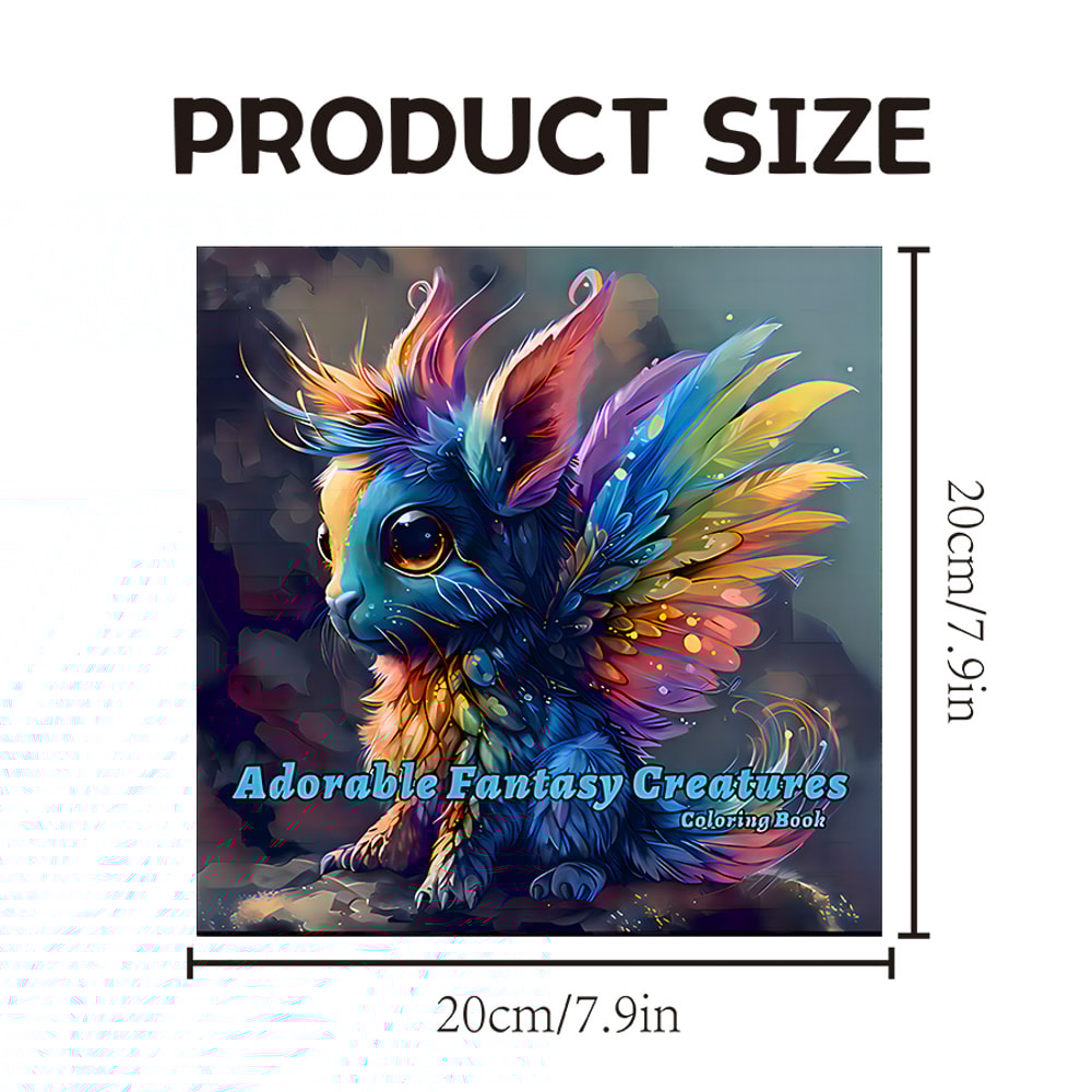 Adorable Fantasy Creatures Coloring Book for Adults, Stress Relieving Art Therapy, Cute Cartoon Graffiti for Teens