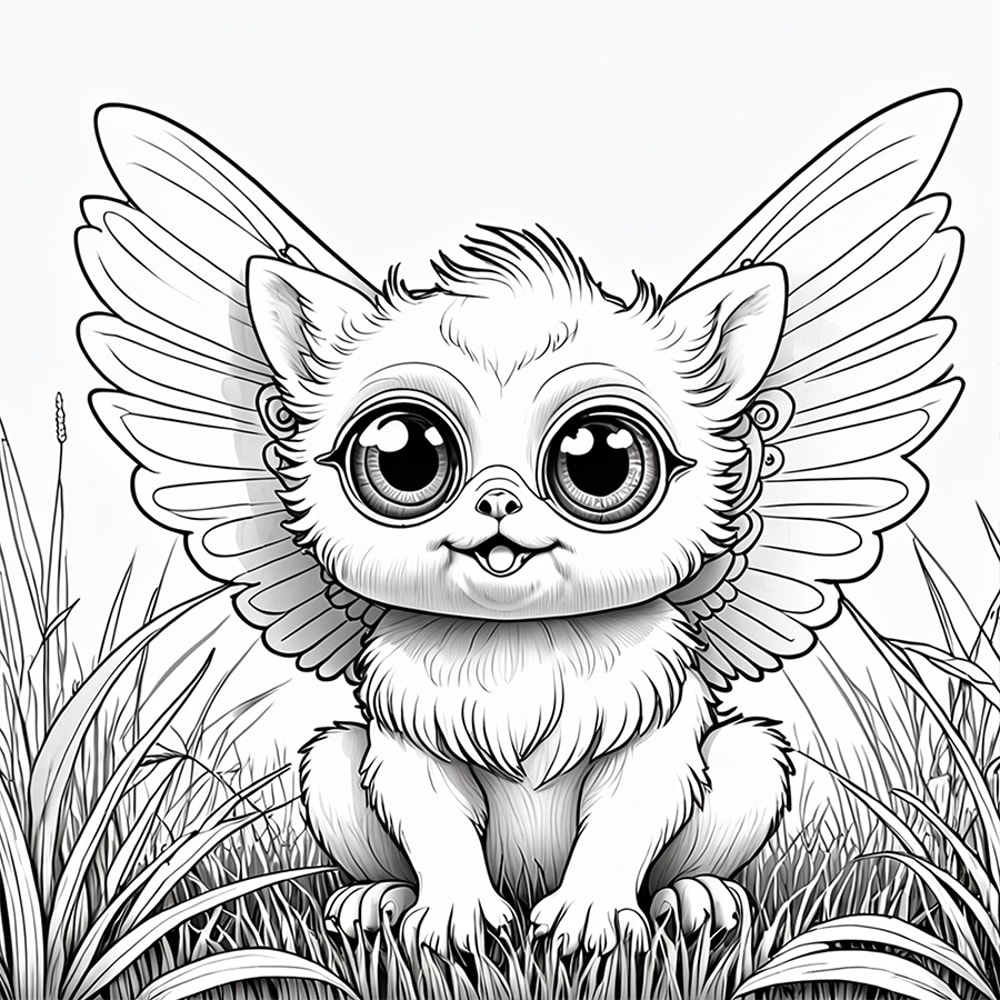 Adorable Fantasy Creatures Coloring Book for Adults, Stress Relieving Art Therapy, Cute Cartoon Graffiti for Teens