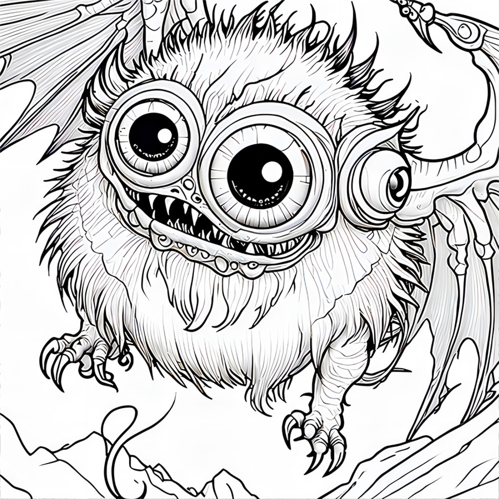 Adorable Fantasy Creatures Coloring Book for Adults, Stress Relieving Art Therapy, Cute Cartoon Graffiti for Teens