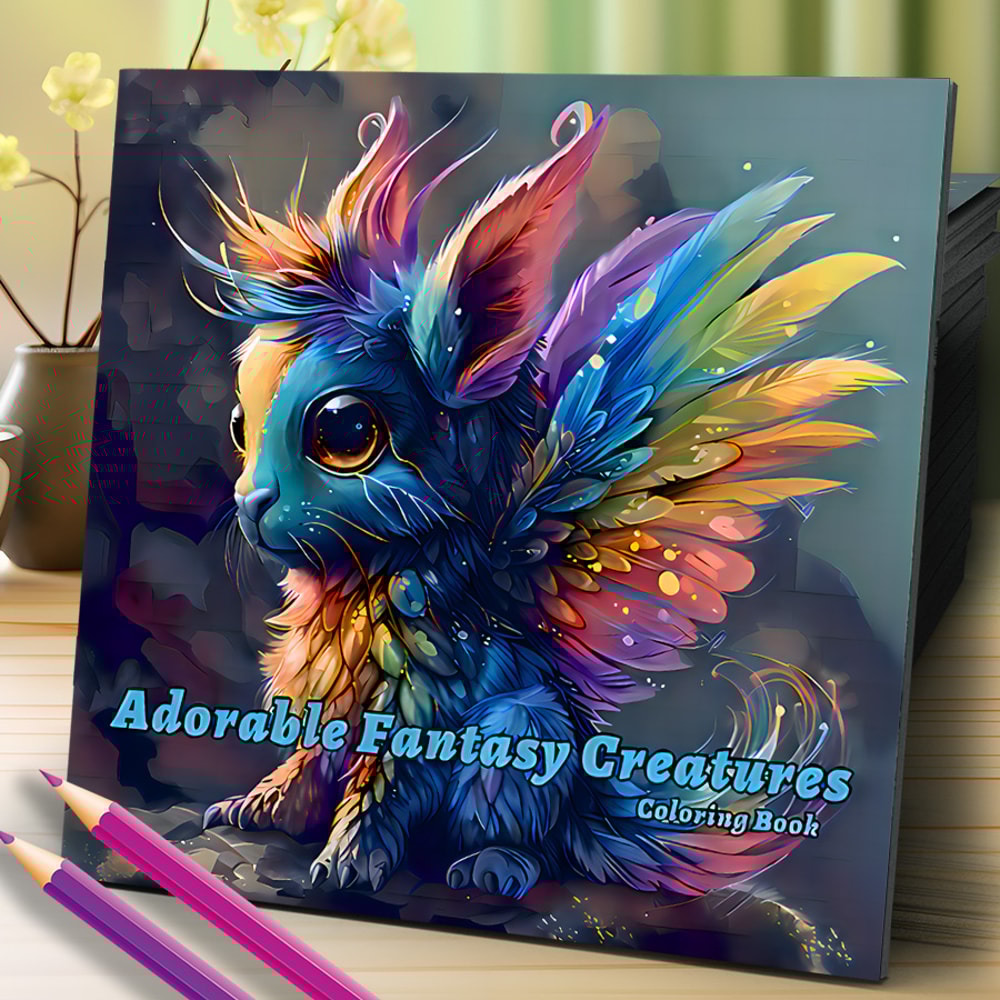 Adorable Fantasy Creatures Coloring Book for Adults, Stress Relieving Art Therapy, Cute Cartoon Graffiti for Teens