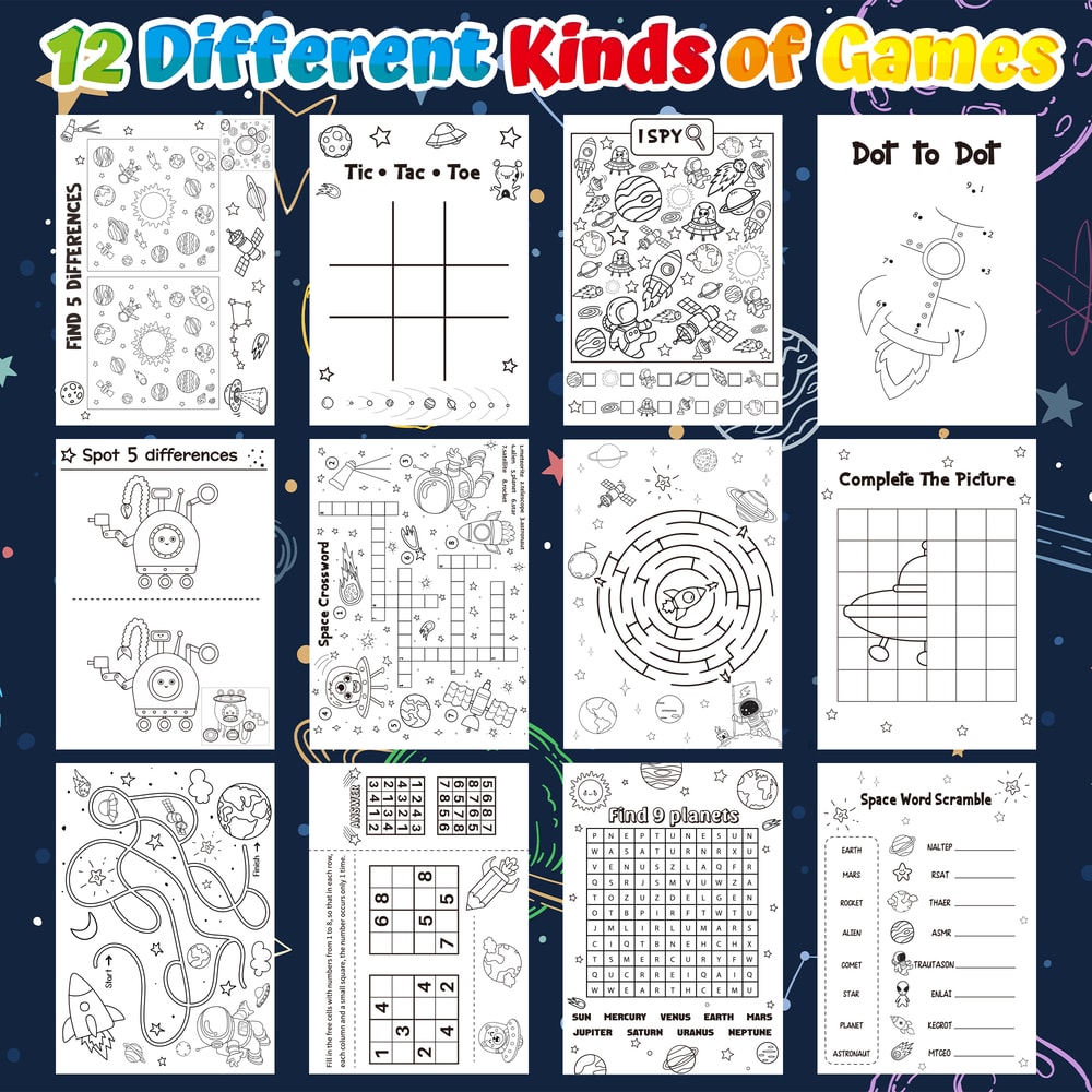 Space Activity Book , Astronaut Coloring Book, Planet Drawing Kit, Mind Games, Classroom Art Supplies