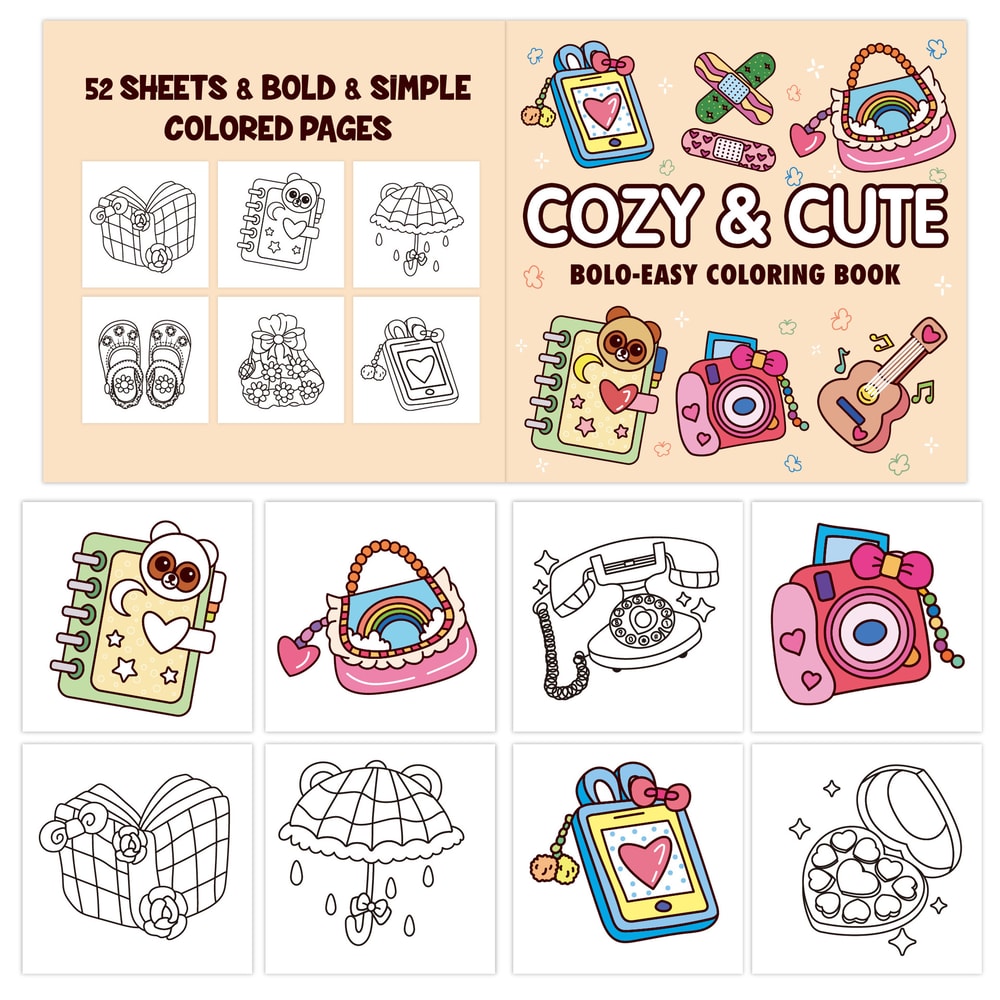 Girl Moment Unpack Coloring Book, Freehand Coloring Set, Cute Healing Diy Painting