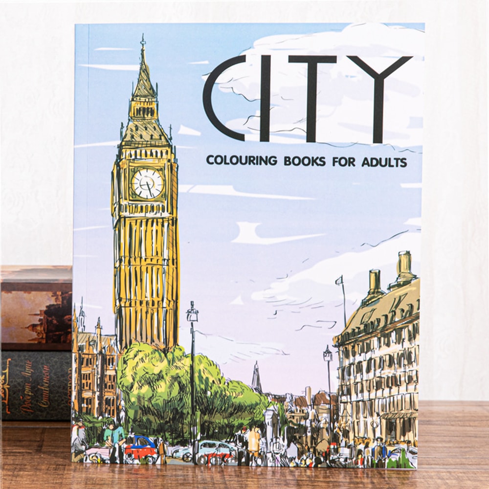 Urban Landscape Coloring Book for Adults, Stress Relief and Mindfulness Art Therapy, Cityscape Sketching and Graffiti