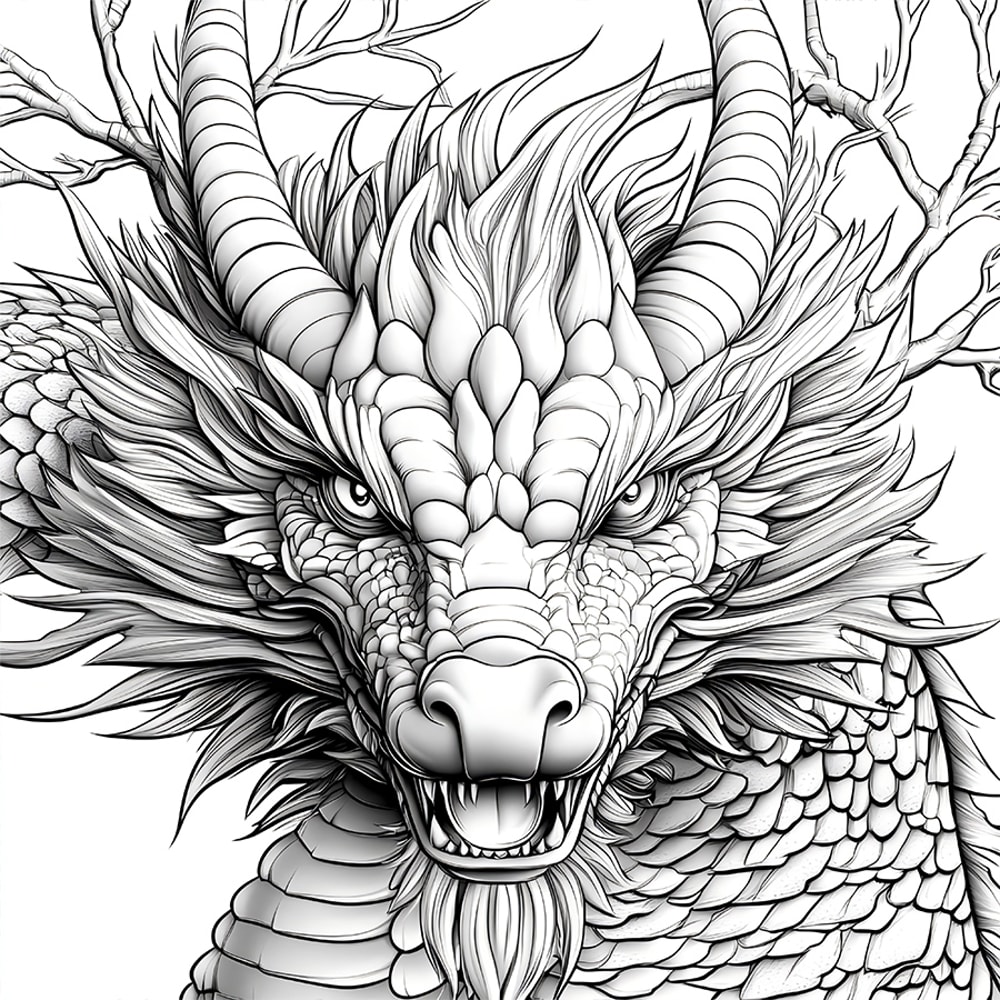 Dragon Coloring Book for Adults, Stress Relief Art Therapy, Fantasy Drawing and Painting Pages for Kids