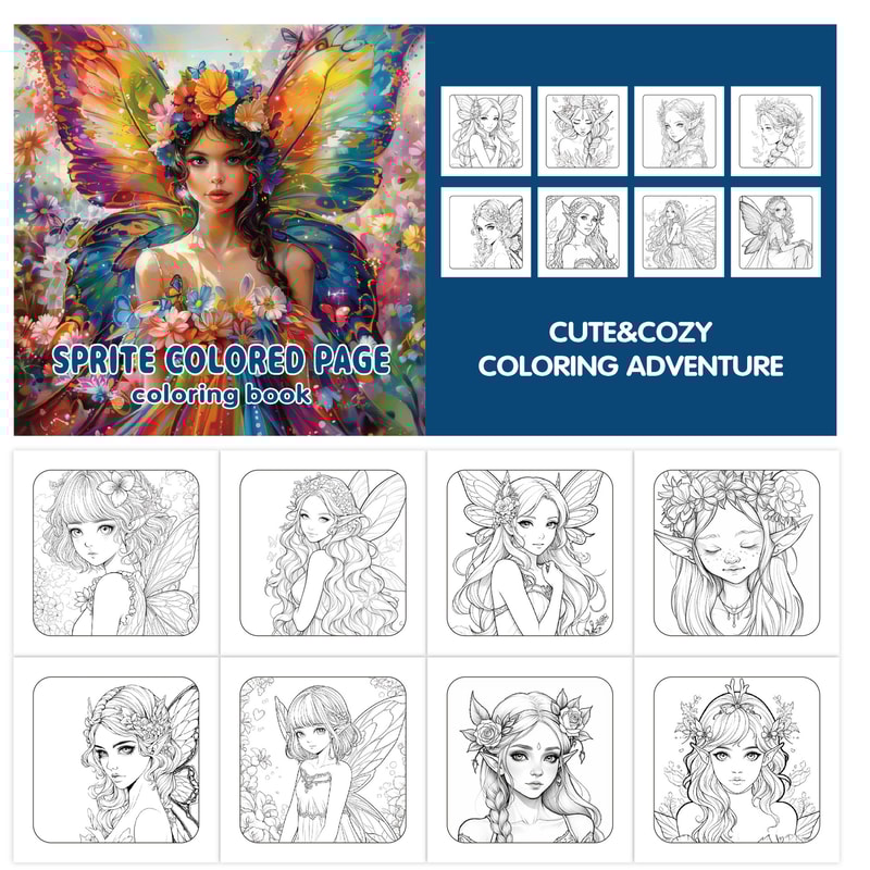 Adult Coloring Book, Watercolor Creativity, Butterfly Fairy, Art Elf Wings Doodle