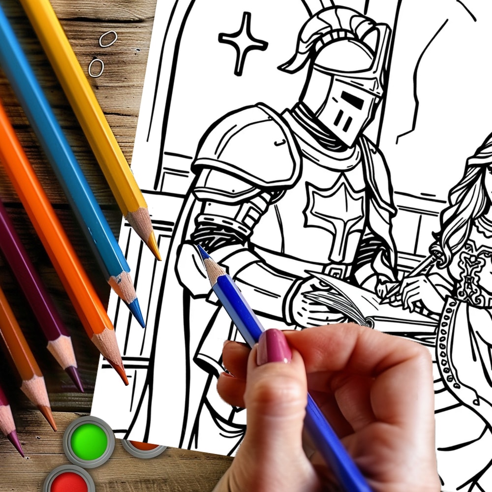 Princesses and Knights Coloring Book for Adults, A Fantasy Colouring Book with Drawing Supplies, Perfect for Christmas
