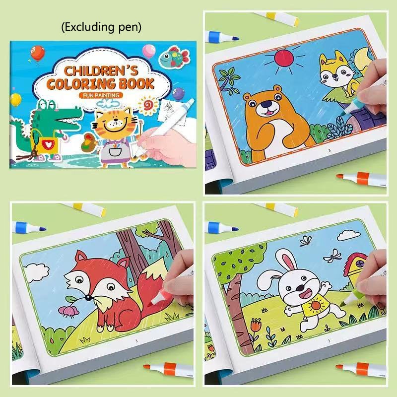 Creative Birthday Gift for Kids, Animal & Nature Coloring and Drawing Book, Ages 3 to 8 Years Old