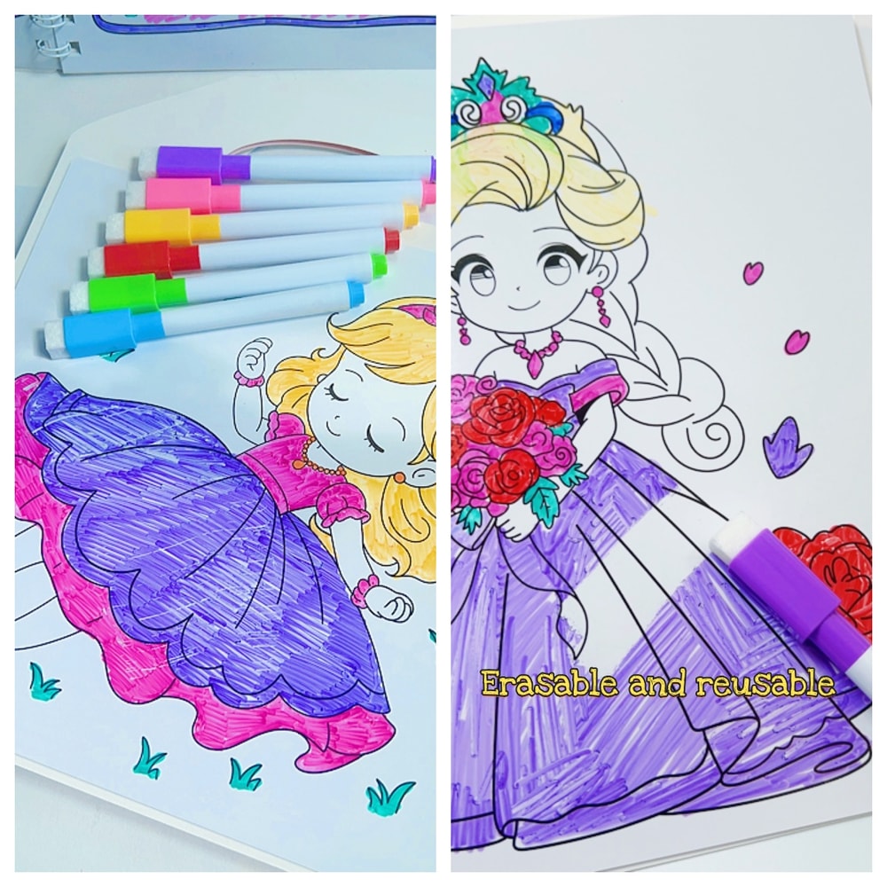 Colorbook Pen Bag Set, Erasable Marker Pen, Fun Coloring Books for Kids, Cartoon Drawing Picture Book