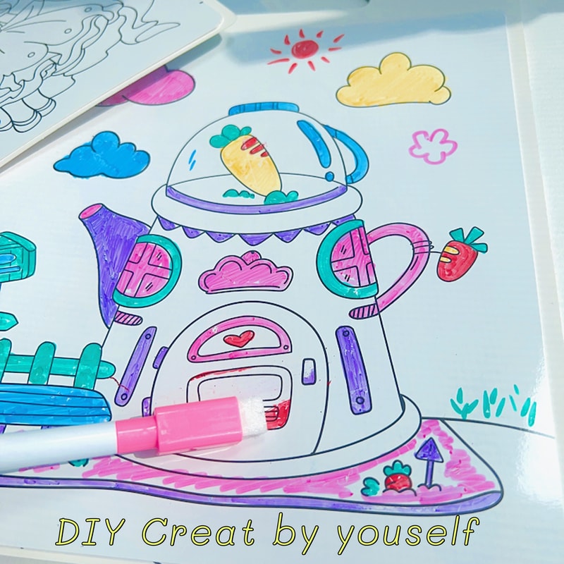 Colorbook Pen Bag Set, Erasable Marker Pen, Fun Coloring Books for Kids, Cartoon Drawing Picture Book