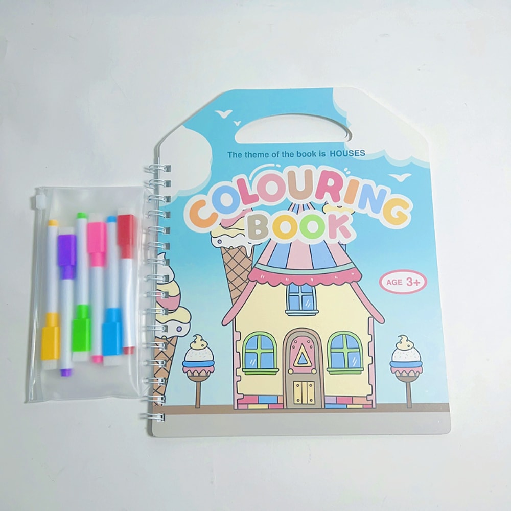 Colorbook Pen Bag Set, Erasable Marker Pen, Fun Coloring Books for Kids, Cartoon Drawing Picture Book