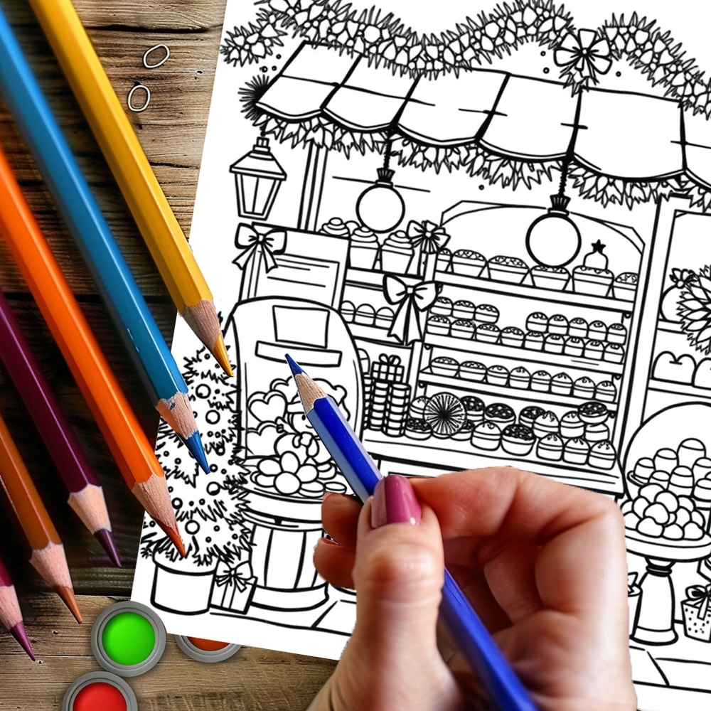 Christmas Coloring Book For Adults Holiday Scenes Colouring Book Thanksgiving Drawing Supplies 3