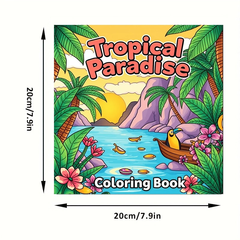 Tropical Paradise Coloring Book for Adults, Premium Drawing Supplies, Perfect Christmas Gift, Thanksgiving Present