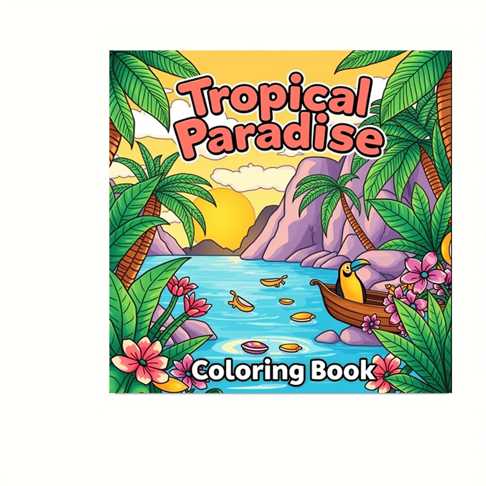 Tropical Paradise Coloring Book for Adults, Premium Drawing Supplies, Perfect Christmas Gift, Thanksgiving Present