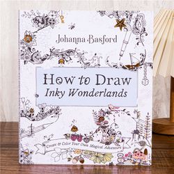 art stress relief adult coloring book, how to draw inky wonderlands step by step, relaxing art therapy