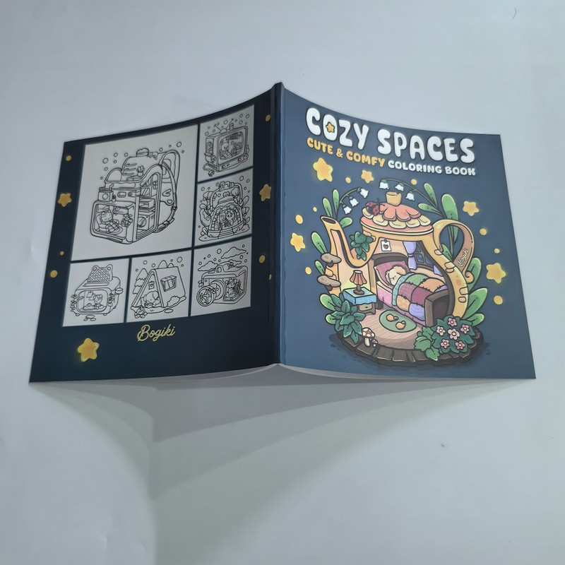 Cozy Spaces Coloring Book, Stress Relieving Art for Adults, Teens, with Calming Animal Scenes