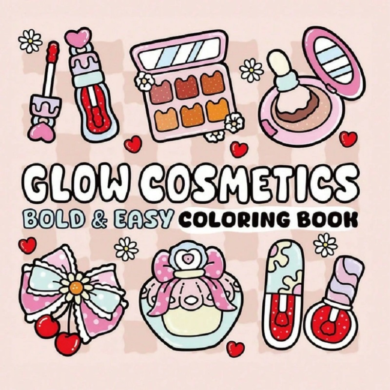 Glow Cosmetics Easy Bold Adult Coloring Book, Cute Design, Ideal Christmas Birthday Party Gift