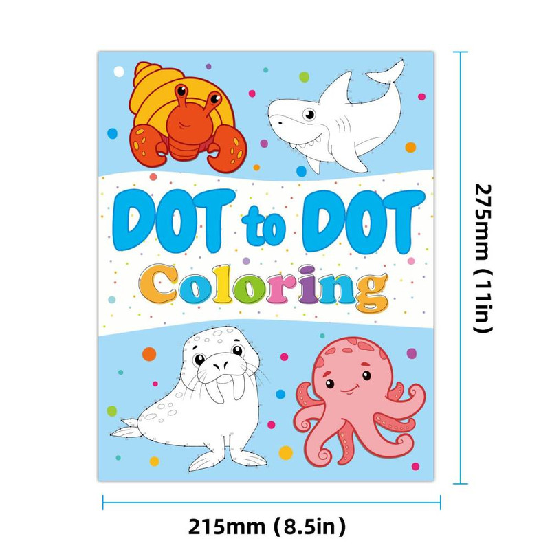 DIY Dinosaur Coloring Book, Kids Arts and Crafts, Dot to Dot Drawing, Cartoon Animals, Montessori Toy
