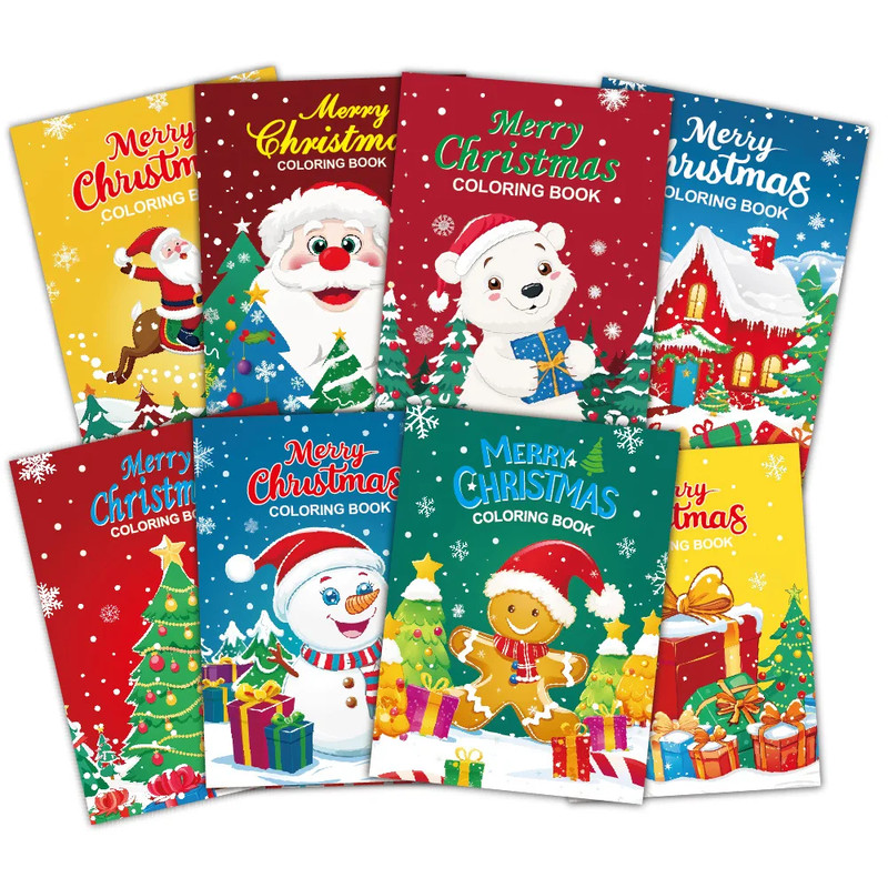 Christmas Puzzle Coloring Book, Kids Holiday Party Theme Gift, Cartoon Painting Toy