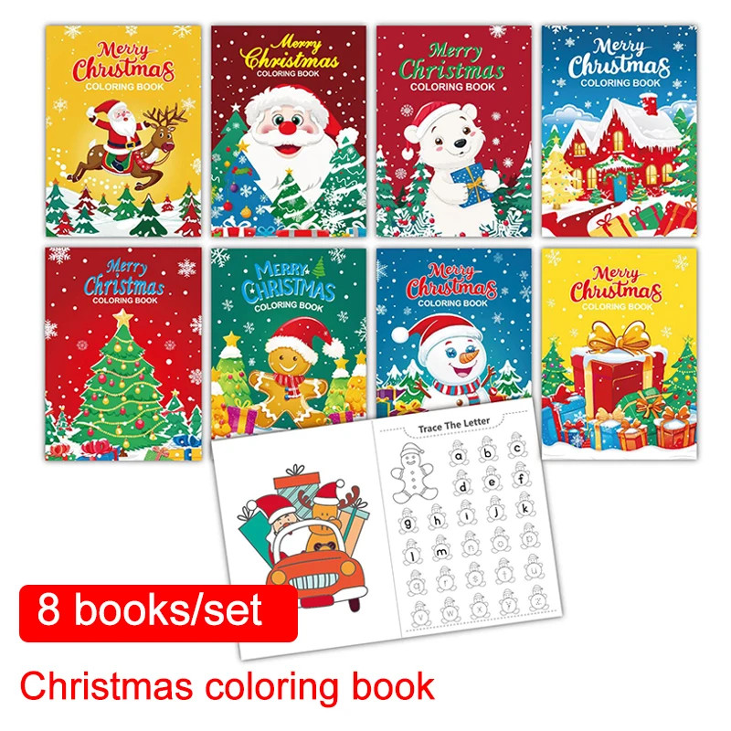 Christmas Puzzle Coloring Book, Kids Holiday Party Theme Gift, Cartoon Painting Toy