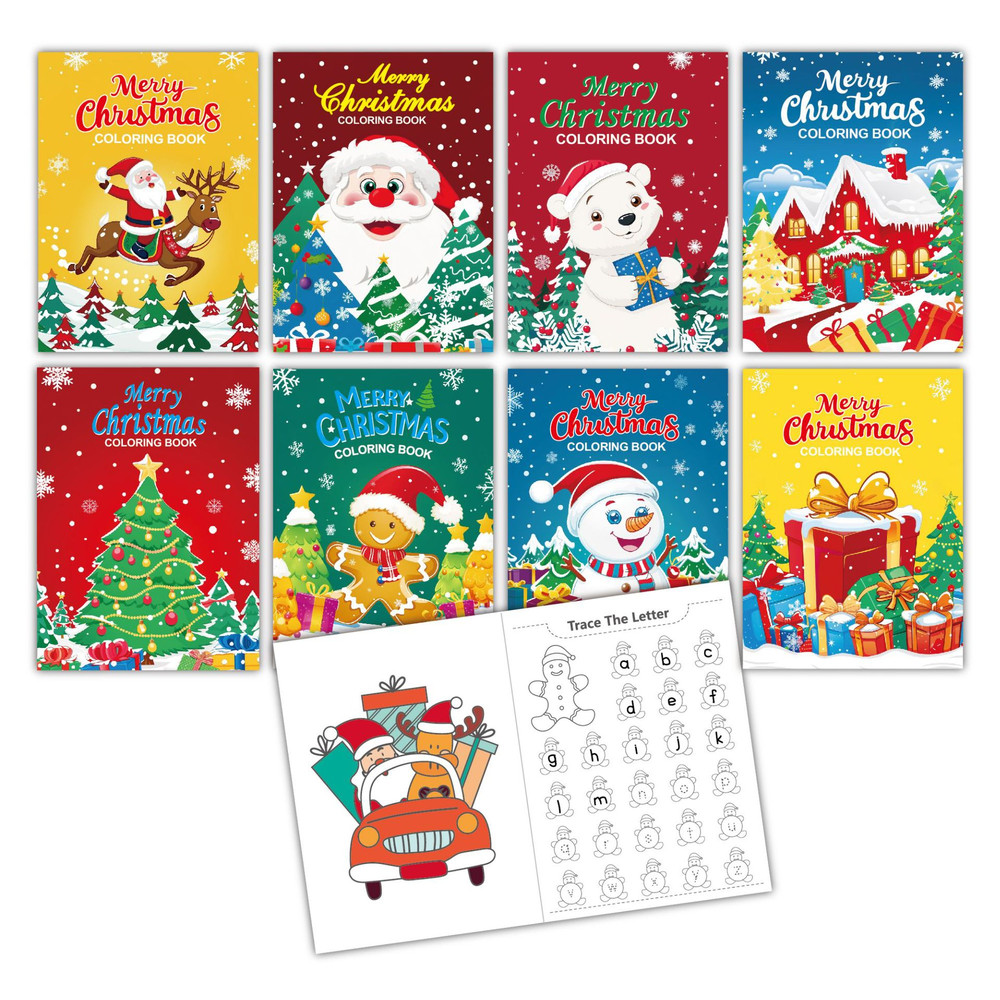 Christmas Puzzle Coloring Book, Kids Holiday Party Theme Gift, Cartoon Painting Toy