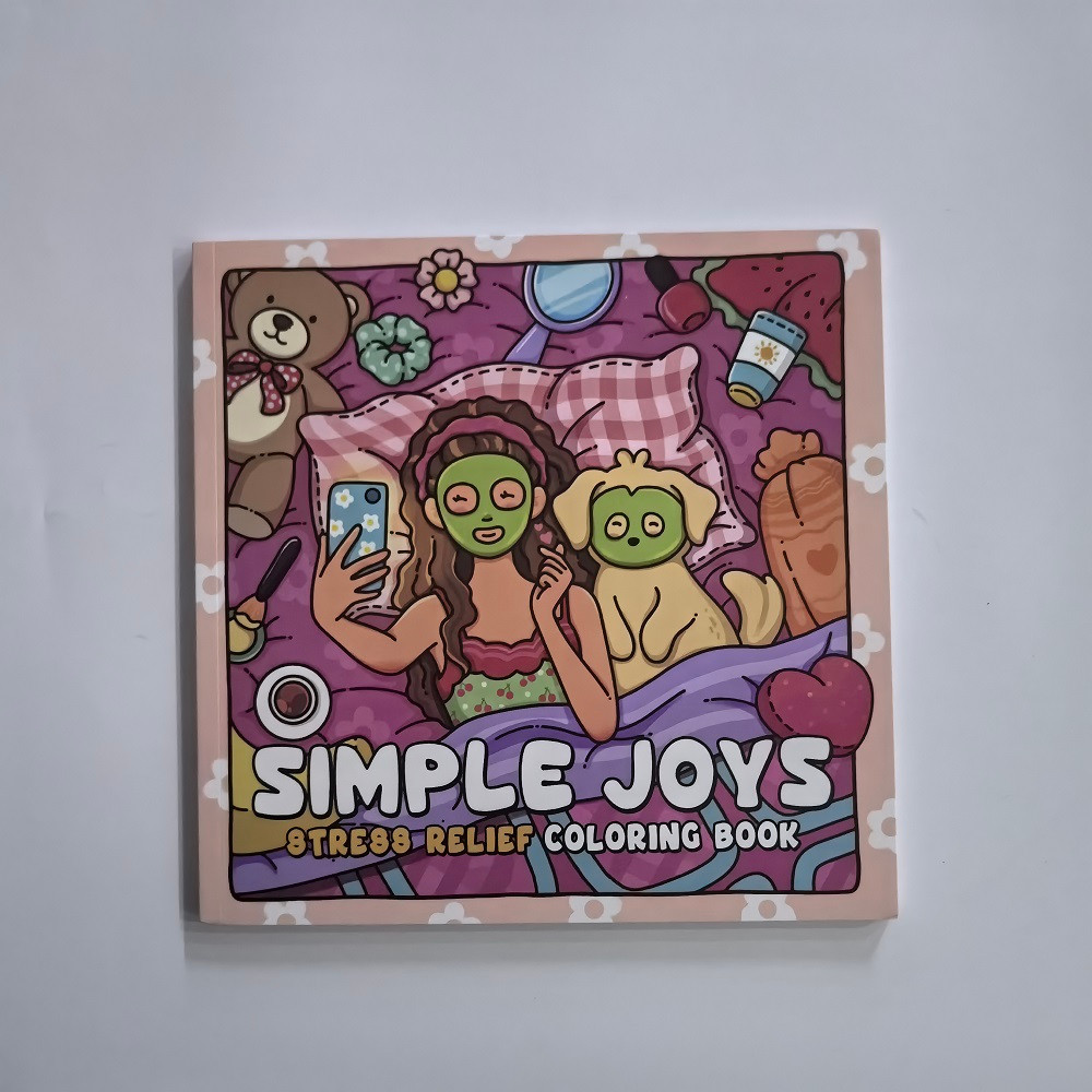 Simple Joys Coloring Book, Cute Girl and Her Pets, Stress Relief Drawing Book, Perfect Gift for Birthday, Christmas