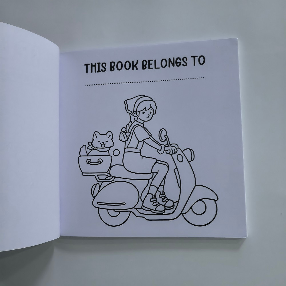Simple Joys Coloring Book, Cute Girl and Her Pets, Stress Relief Drawing Book, Perfect Gift for Birthday, Christmas