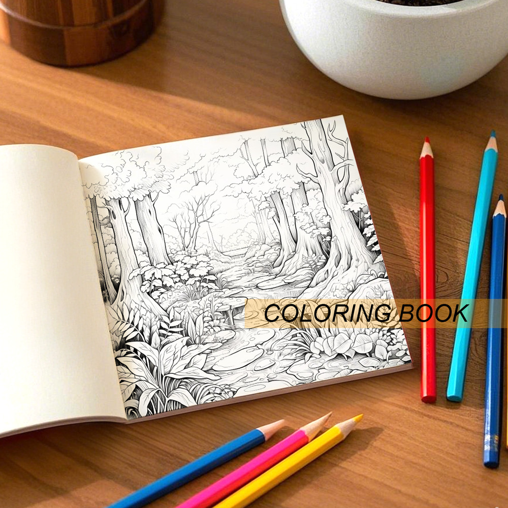 Fantastic Tree House Coloring Book for Adults, Relieve Stress, Creative Art Therapy, Kids Educational Toys