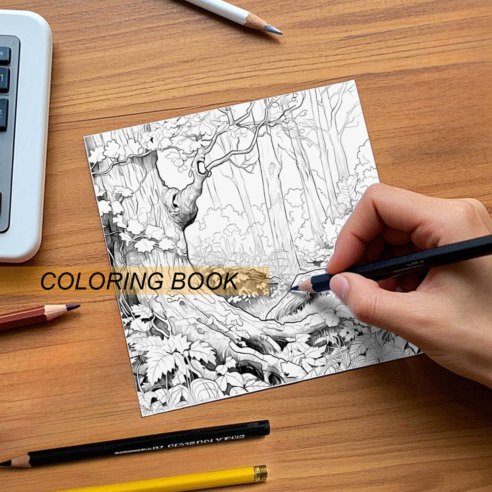 Fantastic Tree House Coloring Book for Adults, Relieve Stress, Creative Art Therapy, Kids Educational Toys