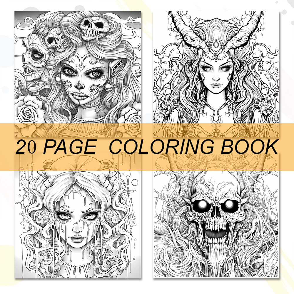 Skeleton Beauty Coloring Book for Adults, Stress Relieving Art Therapy, Creative Gift for Teens and Kids