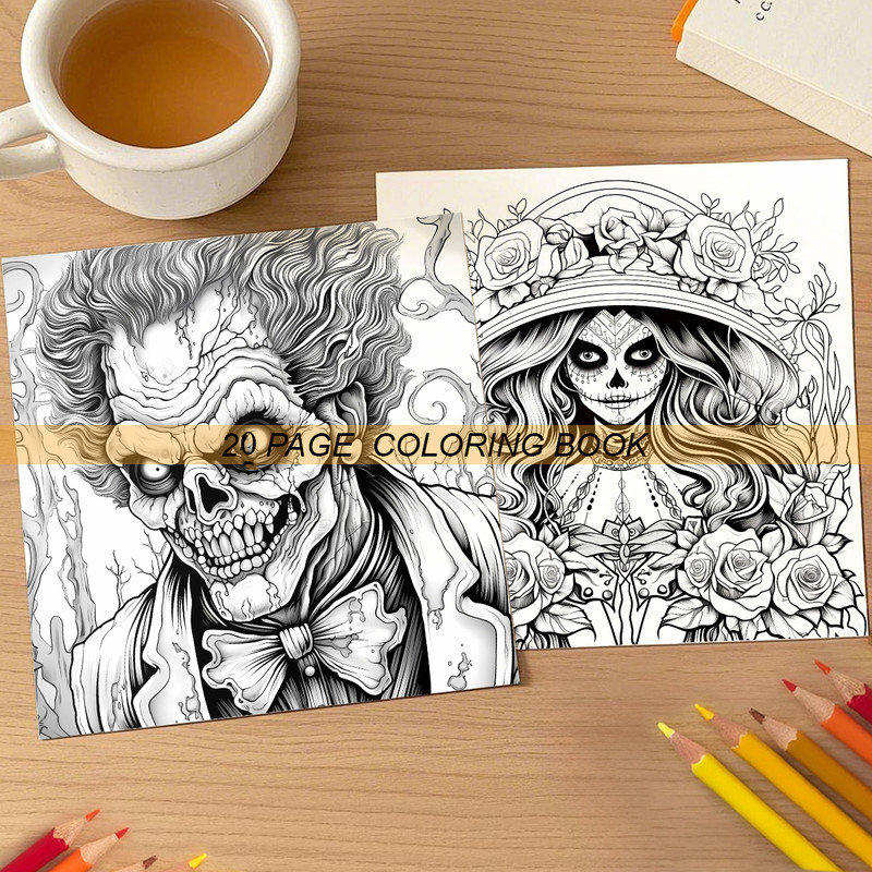 Skeleton Beauty Coloring Book for Adults, Stress Relieving Art Therapy, Creative Gift for Teens and Kids