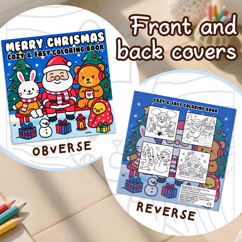 Merry Christmas Coloring Book for Adults, Perfect Gift for Party and Birthday, Adult Drawing Book