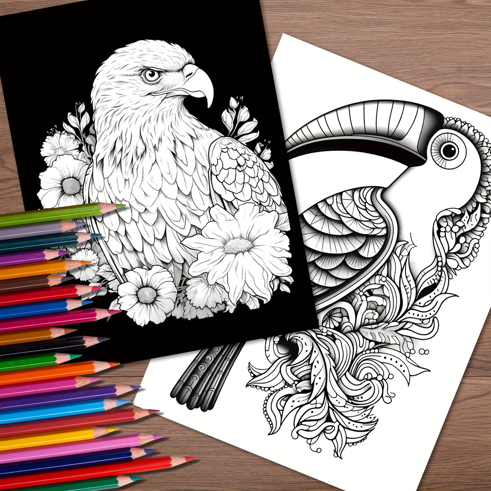 Animal Character Coloring Book Mandala Flowers Stress Relief Relaxation Art 4