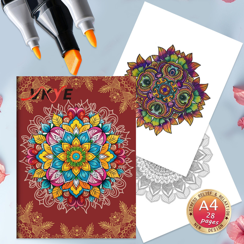 Animal Character Coloring Book Mandala Flowers Stress Relief Relaxation Art 8