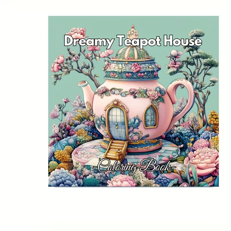 Dreamy Teapot House Coloring Book For Adult Premium Drawing Supplies Unique Birthday Party Gift 7