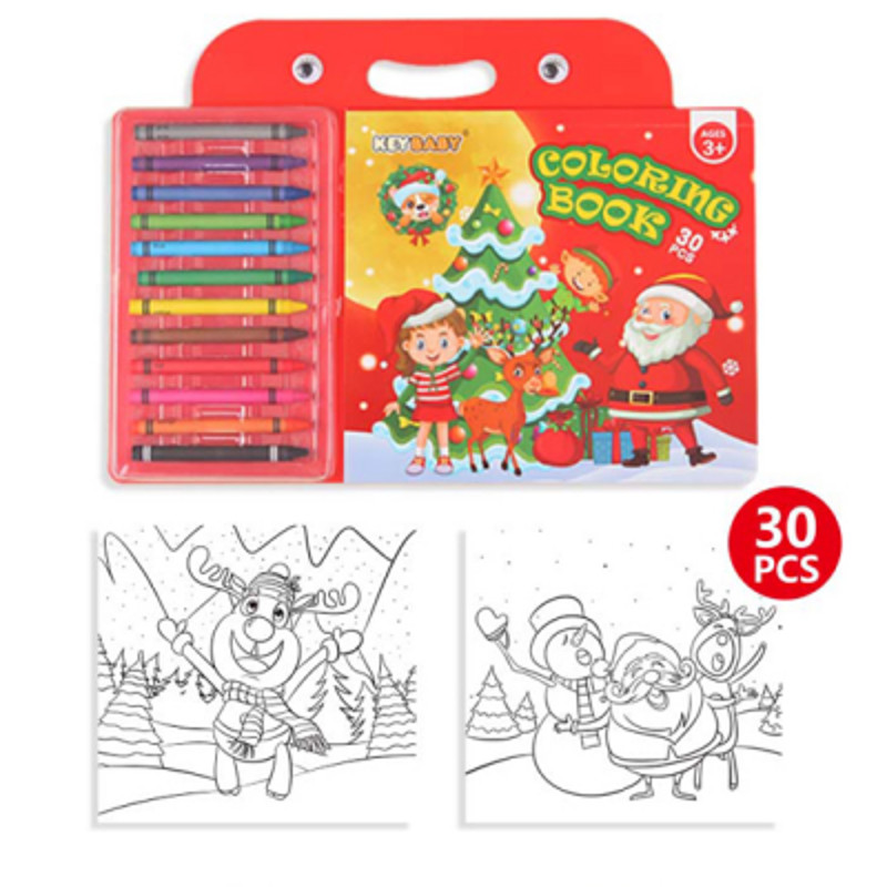 Childrens Coloring Book Set, Drawing Book with Colorful Crayon, Christmas, Halloween, Animal, Space Edition