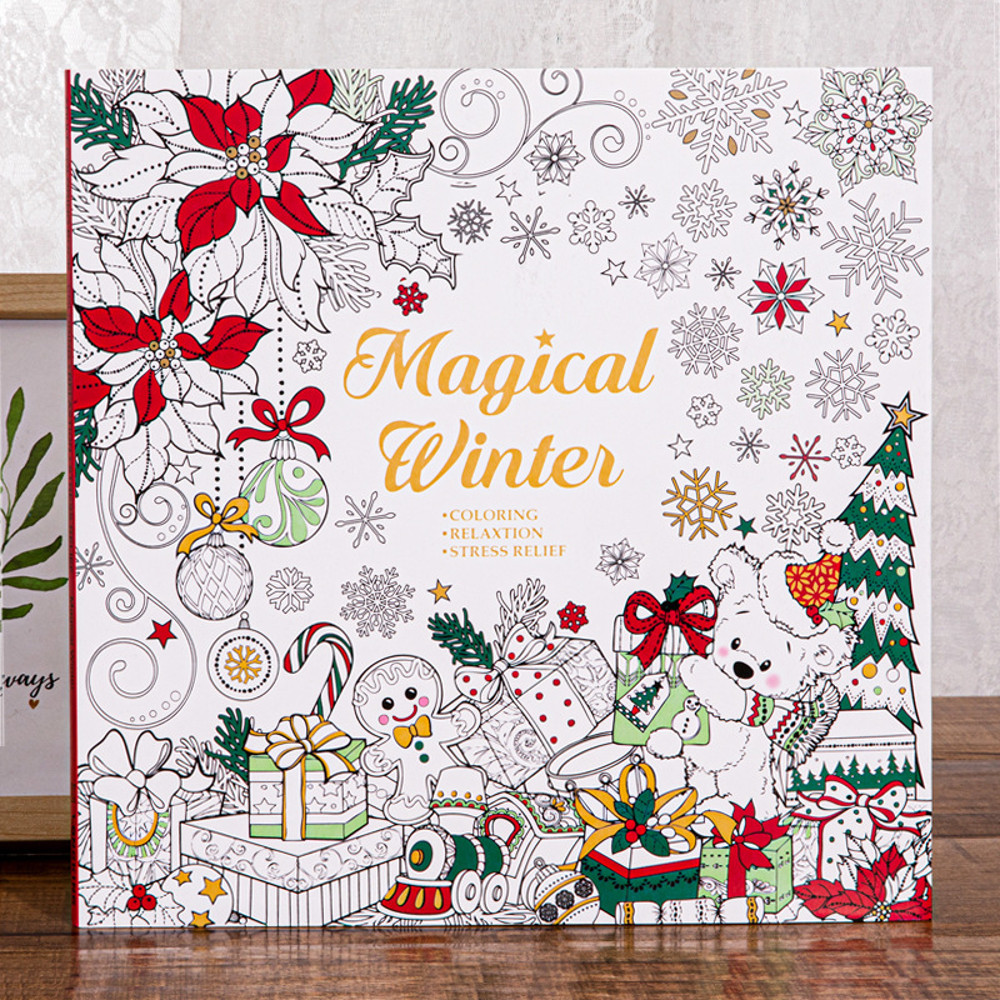 Magical Winter Coloring Book For Adults Christmas Theme Stress Relief Graffiti Painting Drawing Boo 1