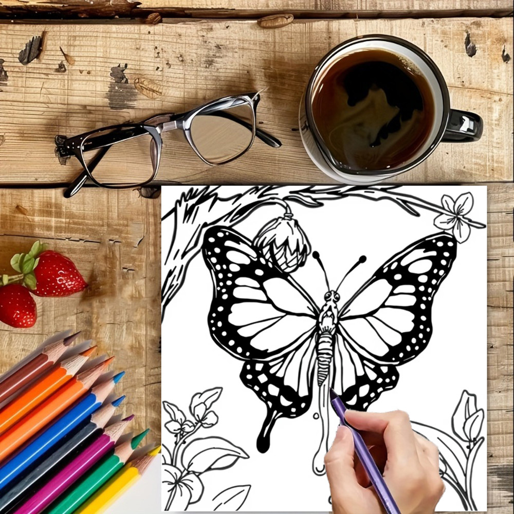 Cute Insects and Bugs Coloring Book for Adults, Premium Colouring Book for Stress Relief, Unique Drawing Supplies