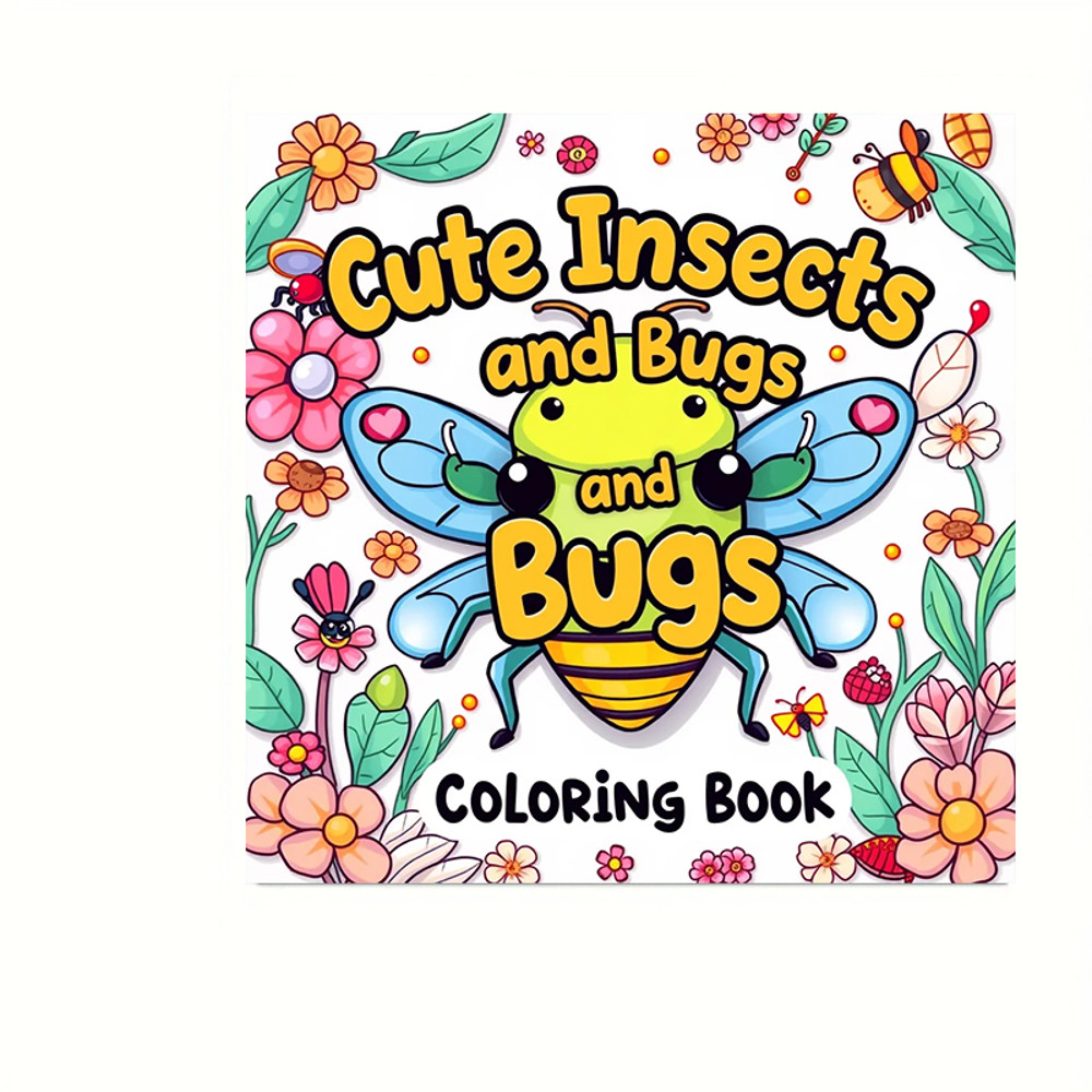 Cute Insects and Bugs Coloring Book for Adults, Premium Colouring Book for Stress Relief, Unique Drawing Supplies